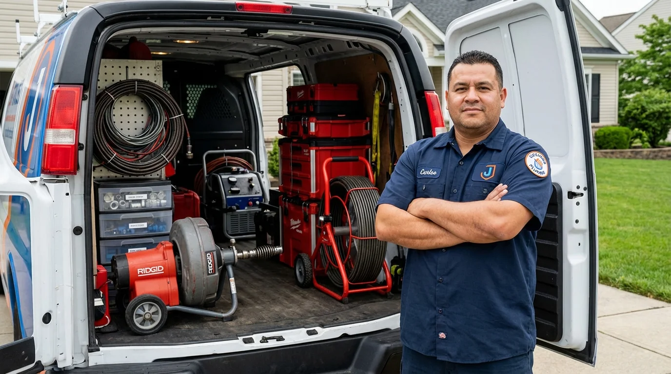 Professional drain cleaning equipment and Johns Plumbing LLC plumber in Middleport